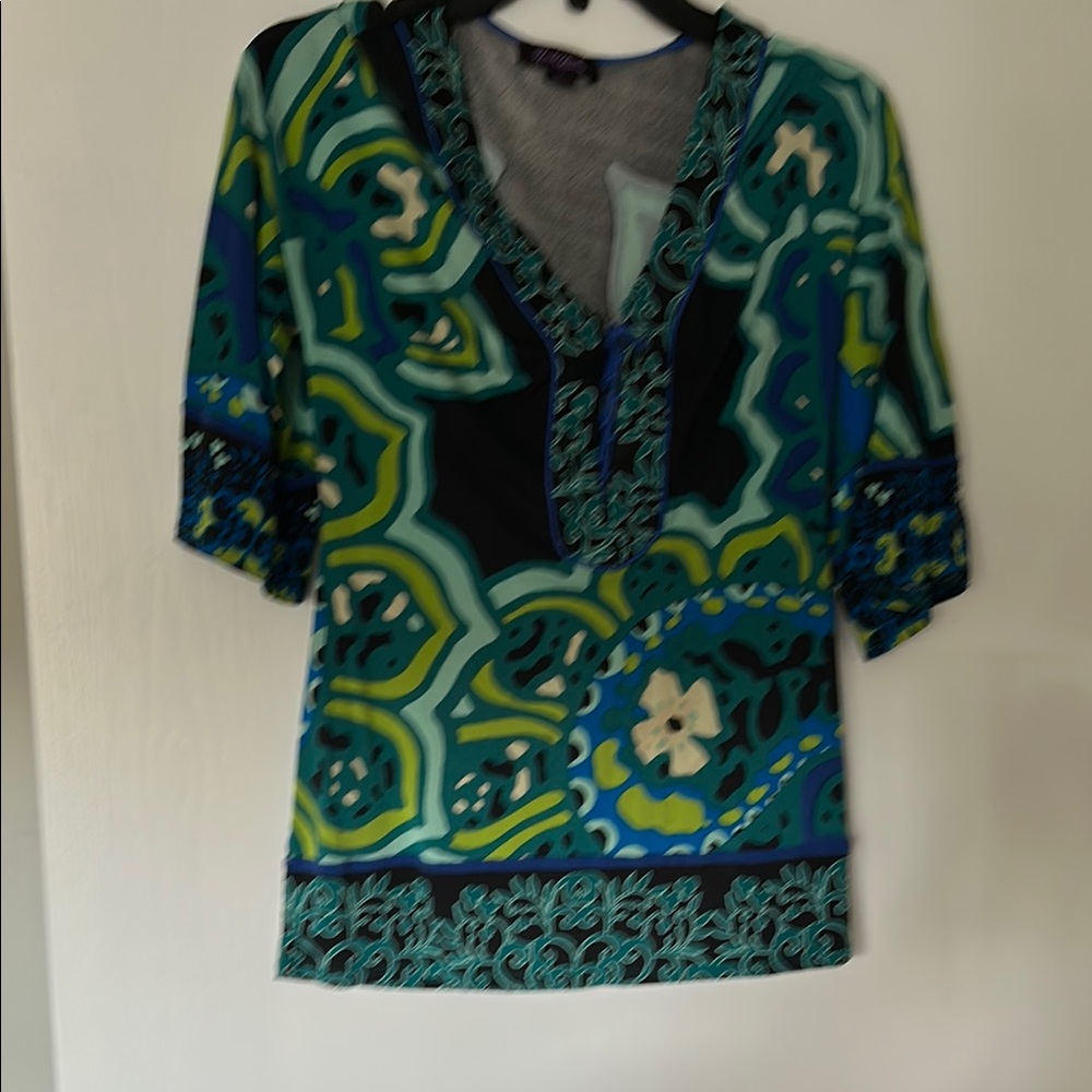 Vibrant Green Patterned Women's Top